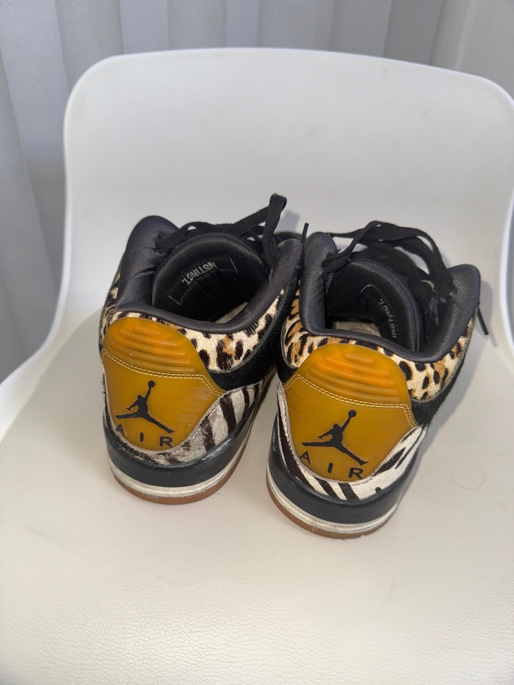 Nike Air Jordan Sneakers in Black and Yellow with Animal Print